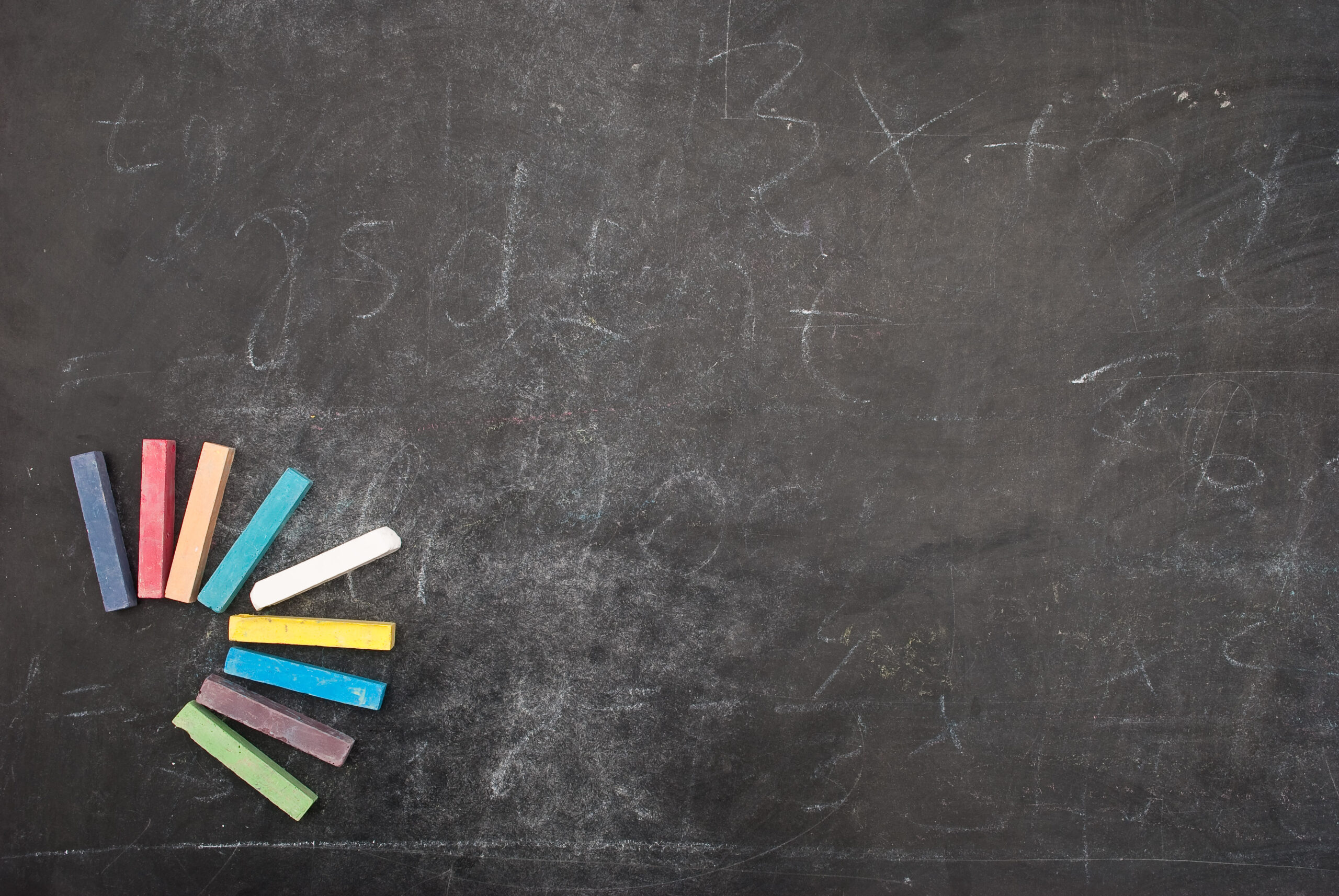 School board with colour chalk