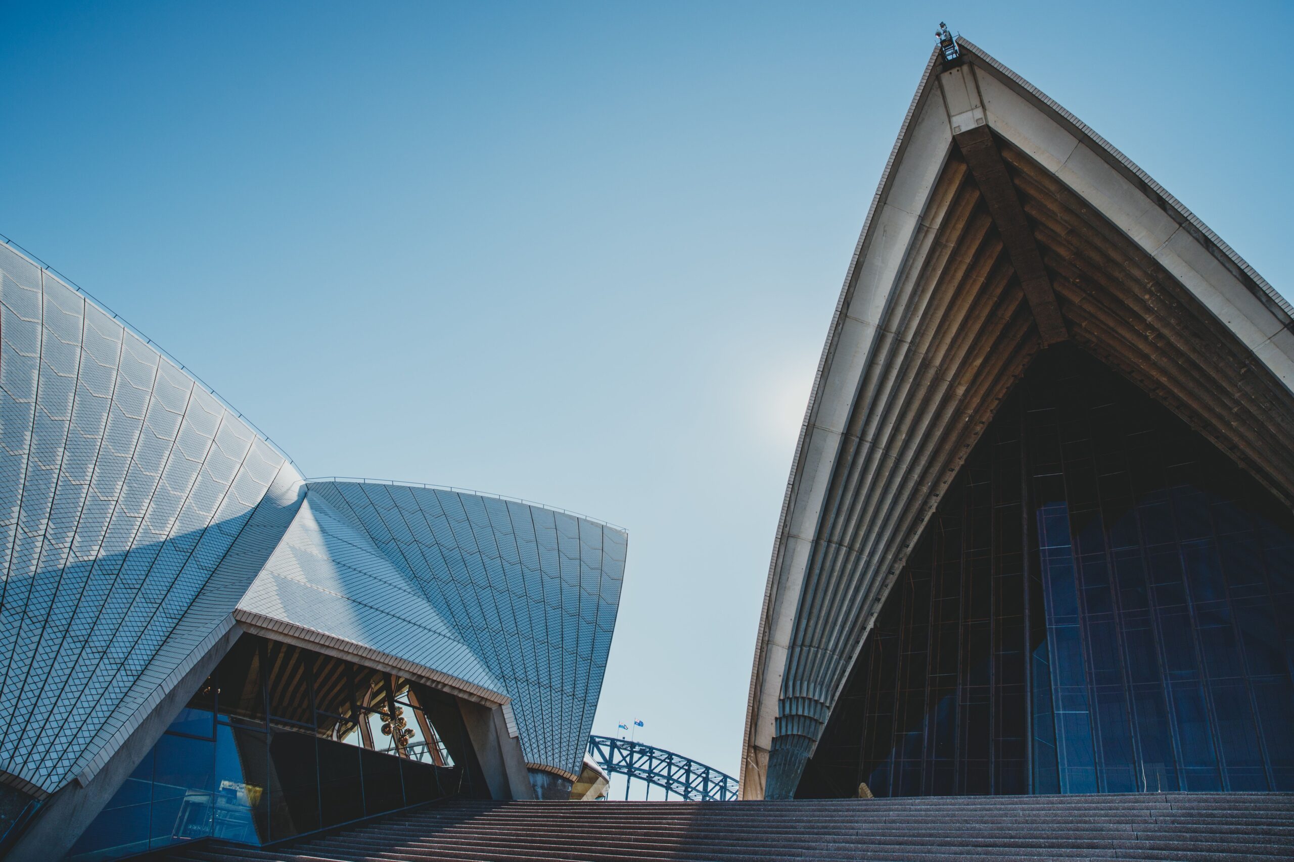 An aerial view of the iconic Sydney Opera House in Australia on a sunny day